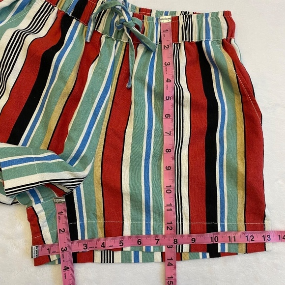 Topshop Striped Linen Blend Drawstring Shorts, White Multi, Size 2, NWT - Picture 11 of 13